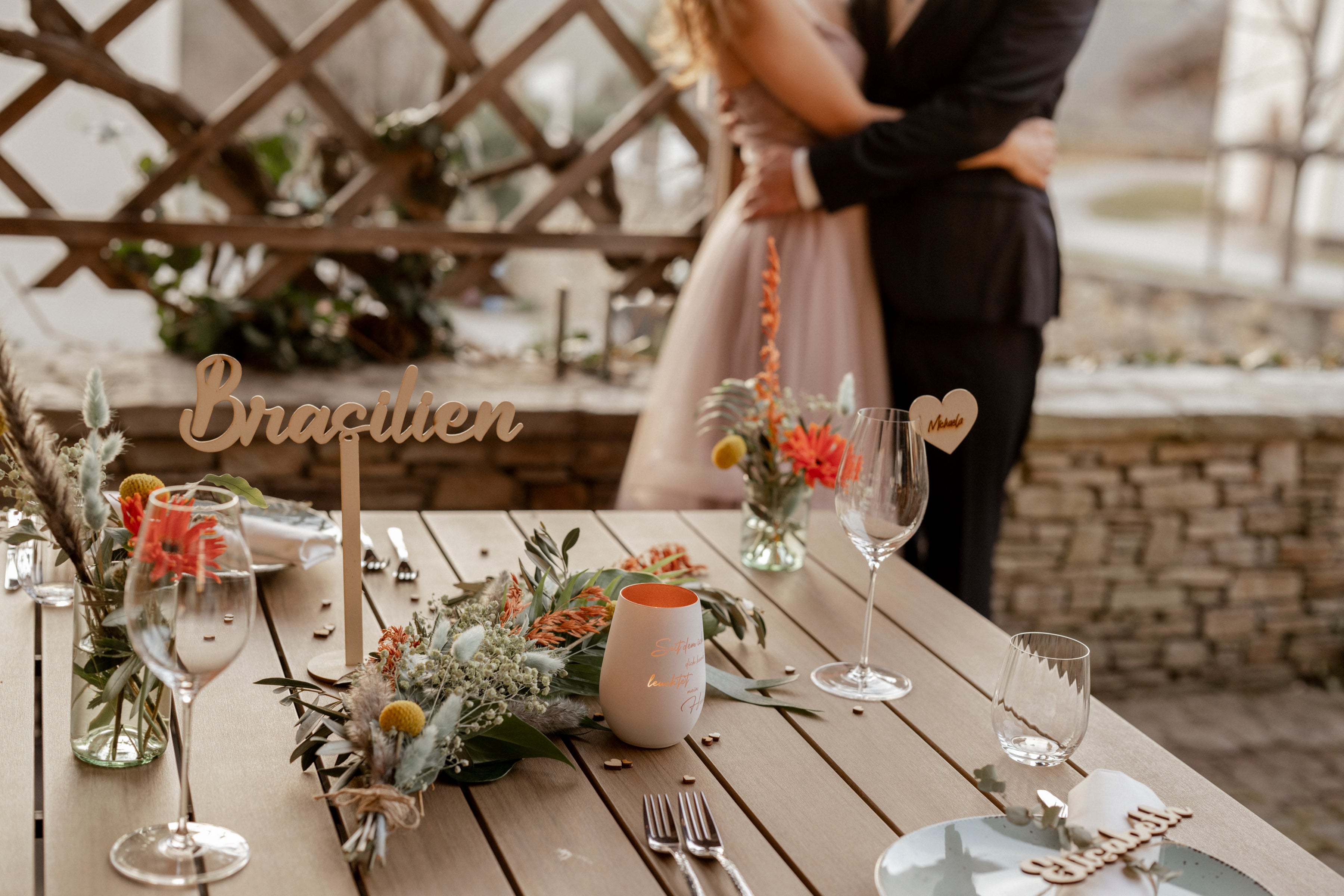 Tischnamen, dekorierter Hochzeitstisch