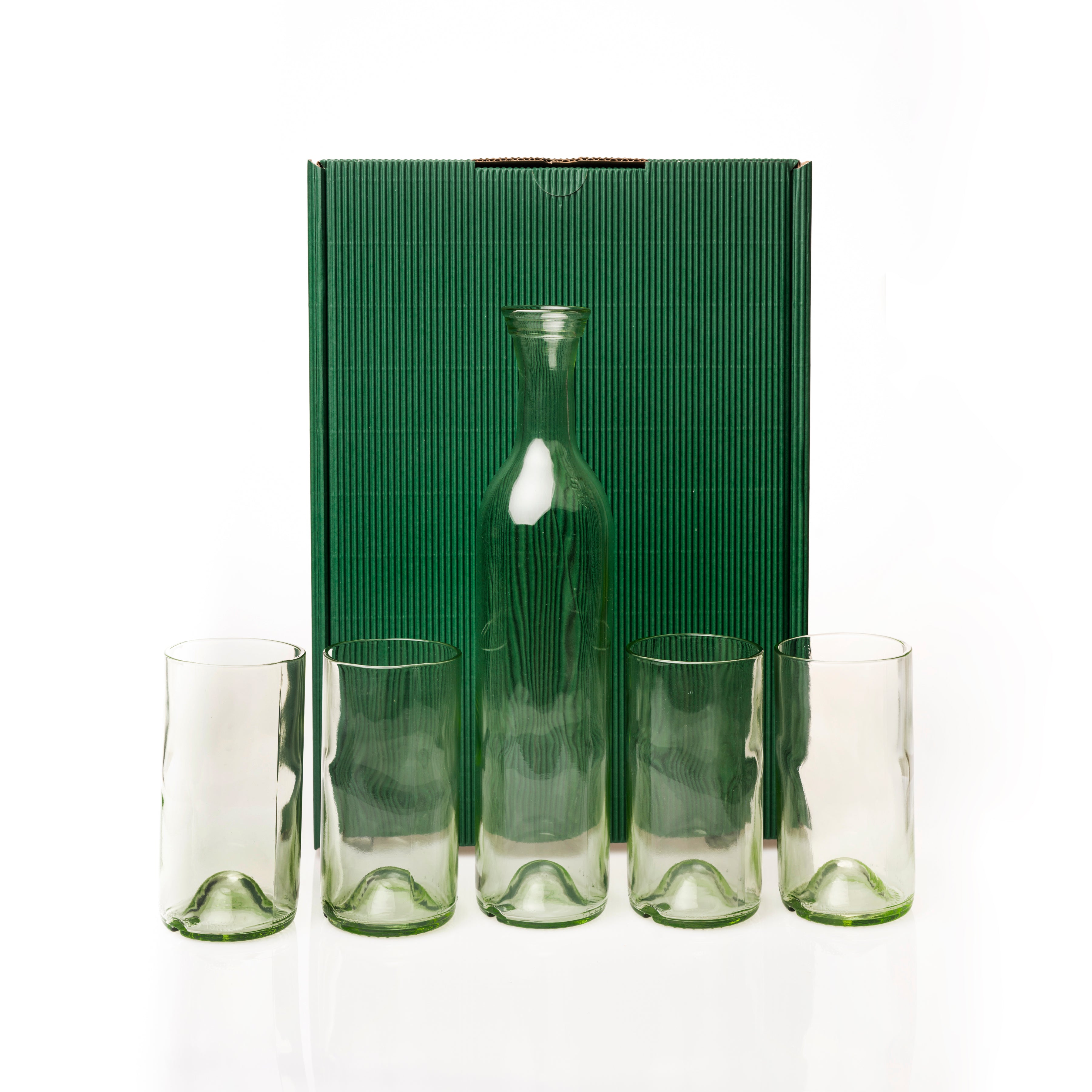4x Glas 1x Karaffe - Upcycling-Geschenkset: