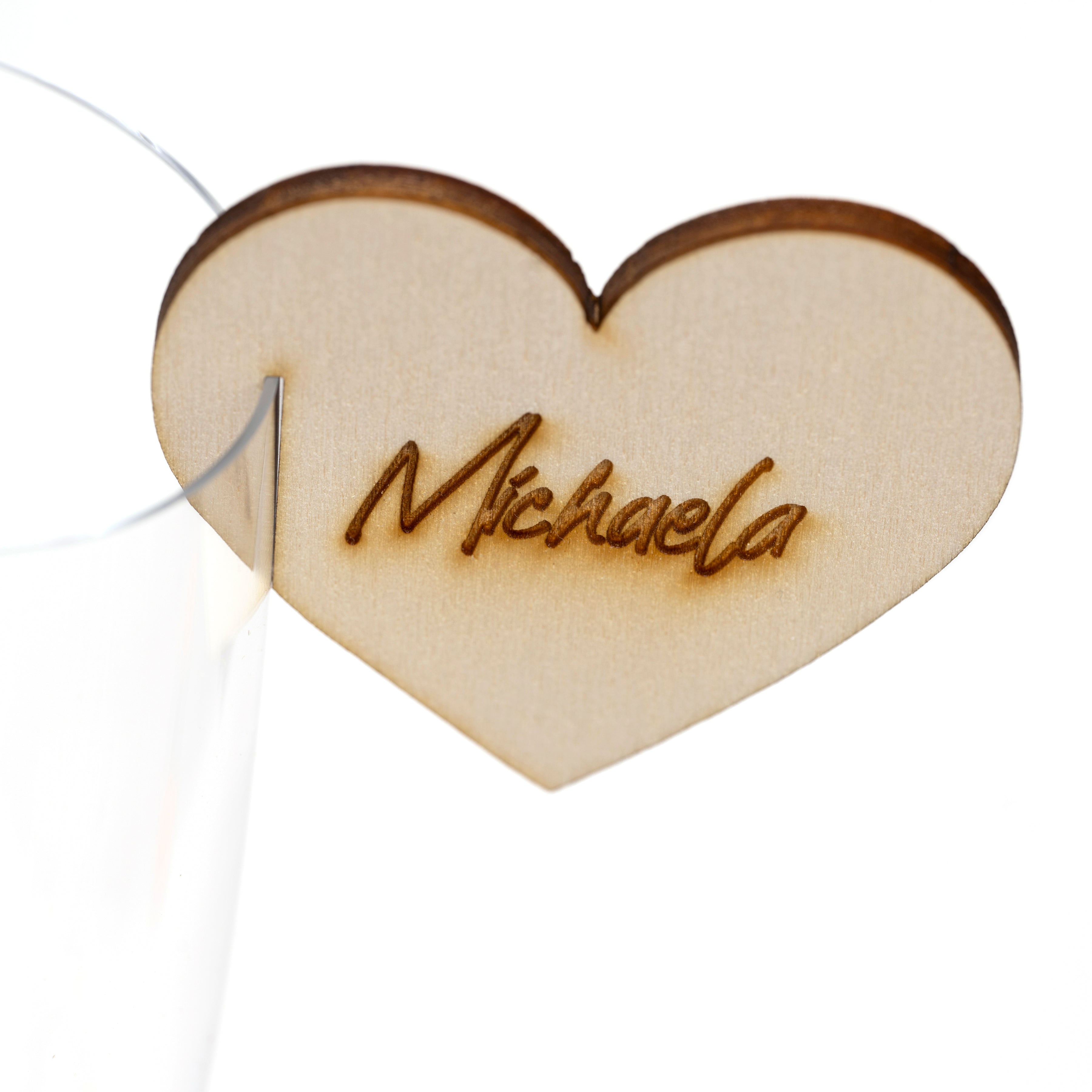 Herz für Weinglas mit Namensgravur - Personalisierte