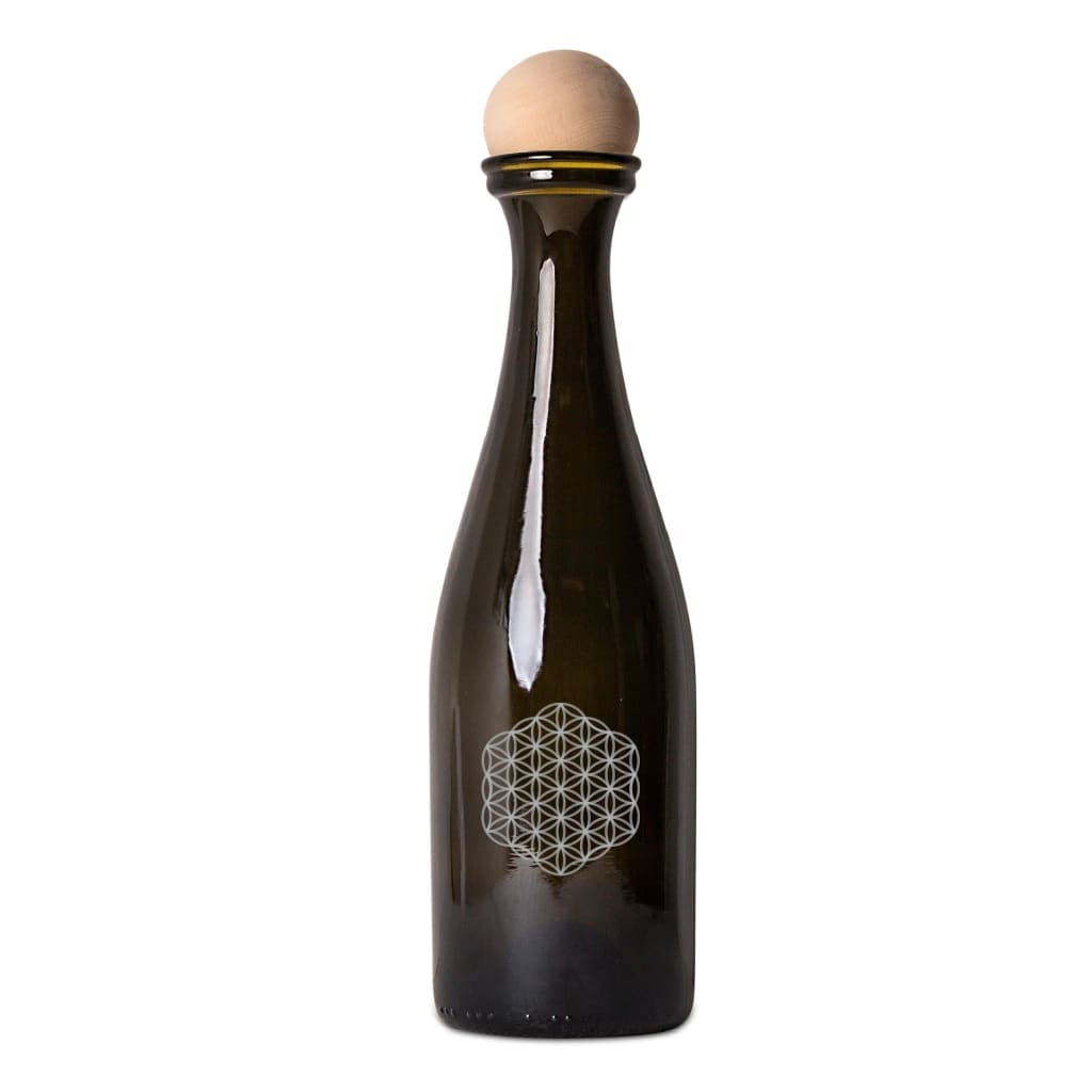 Karaffe aus Champagnerflasche "Blume des Lebens" - Marchri Personalized Naturals